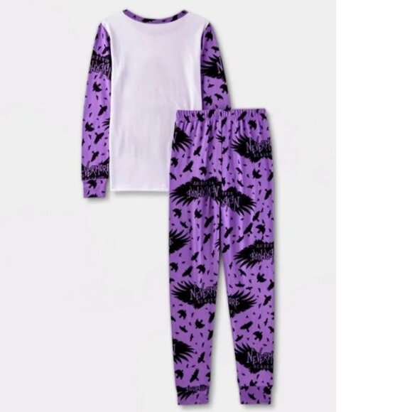 Girls WEDNESDAY Addams Nevermore Academy Hacci Knit Pajamas Size 4 6 10 NWT - Picture 2 of 3